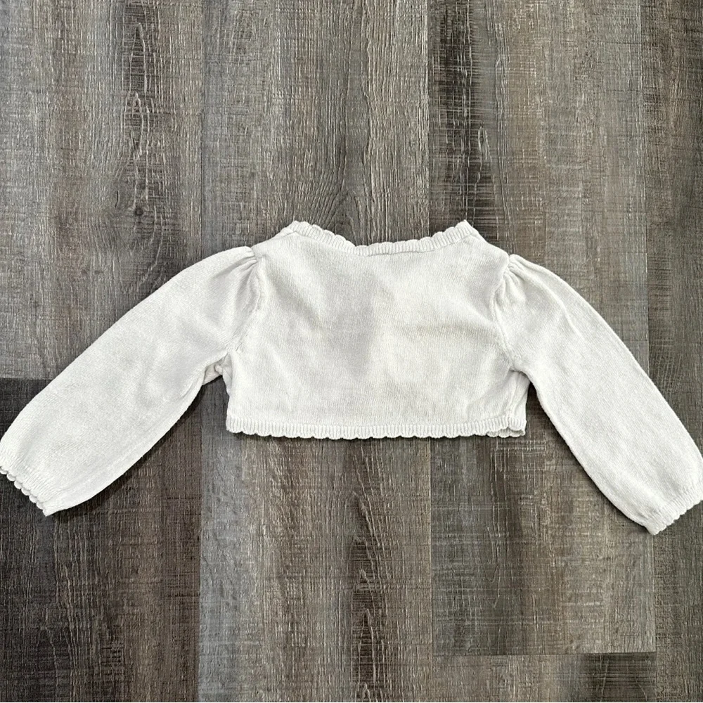 💞 Baby Girls 12 Month White Cropped Knit Cardigan